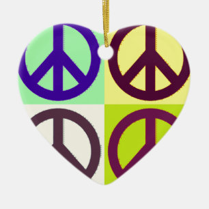 Peace Sign Pop Art Keramikornament