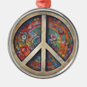 Peace Sign Pop Art Ornament Aus Metall