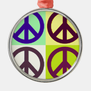 Peace Sign Pop Art Silbernes Ornament