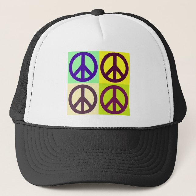 Peace Sign Pop Art Truckerkappe (Vorderseite)