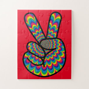 PEACE SIGN PSYCHEDELIC FARBEN JIGSAW PUZZLE