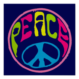 Peace Sign Psychedelic Hippie Style Poster