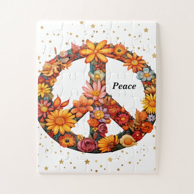 Peace Sign Puzzle mit Imitaten Sterne & Blume (Vertikal)