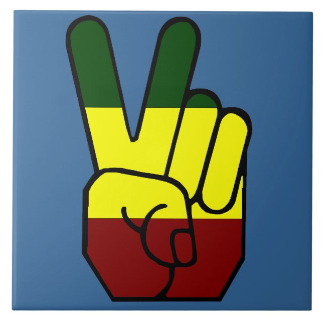 Peace Sign Reggae Style Tile Fliese (Vorderseite)