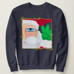 Peace Sign Santa Abstrakte Kunst zum Tragen Sweatshirt