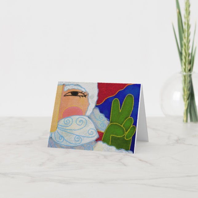 Peace Sign Santa Claus Abstrakte Kunst Karte (Vorderseite)