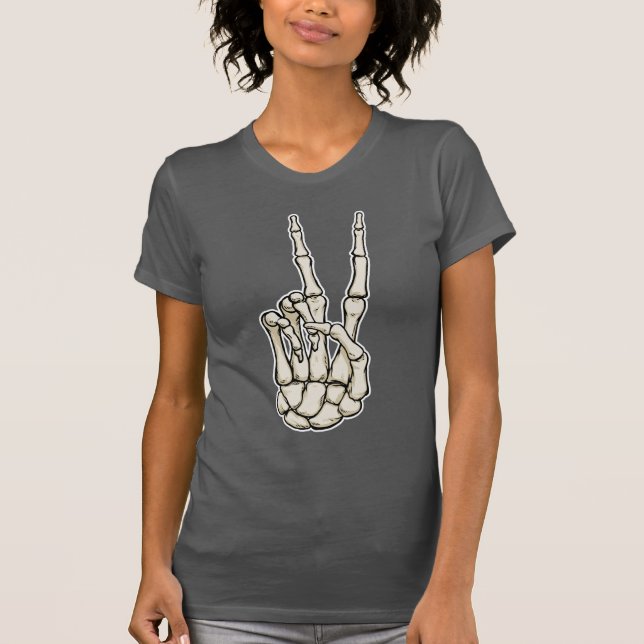 Peace Sign Skeleton Hand T-Shirt (Vorderseite)