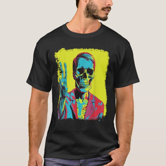 Peace Sign Skeleton T Shirt (Vorderseite)