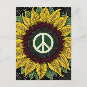 Peace Sign Sunflower Postkarte