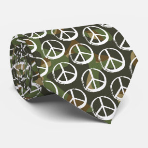 PEACE Sign-Symbol - Anti-War Khaki Camouflage Krawatte