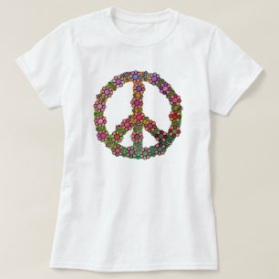 Peace Sign Symbol Blume Farbenfrohe Liebe T-Shirt