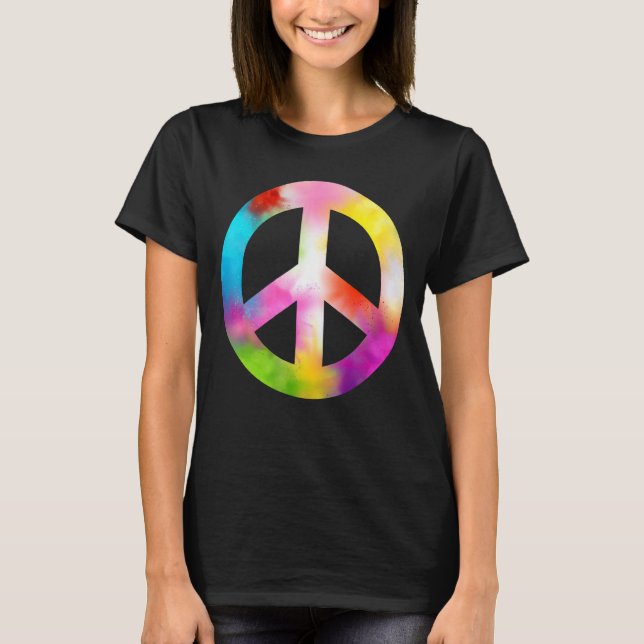 Peace Sign Symbol Gefärbte Krawatte 60er 70er Vint T-Shirt (Vorderseite)