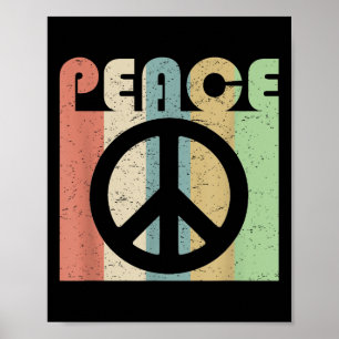 Peace Sign Symbol Inspirierend Zitat Retro Vintag  Poster