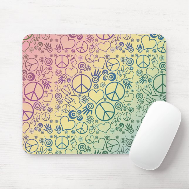 Peace Sign Symbol Rainbow Mousepad (Mit Mouse)
