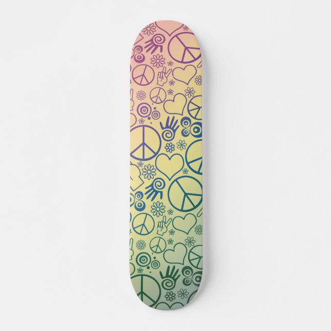 Peace Sign Symbol Rainbow Skateboard (Vorne)