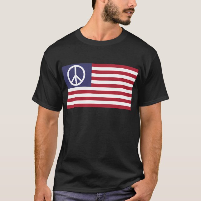 Peace Sign Symbol Stars & Stripes American Flag T-Shirt (Vorderseite)