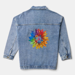 Peace Sign Symbol U.S. farbenfrohe Sonnenblumenblu Jeansjacke