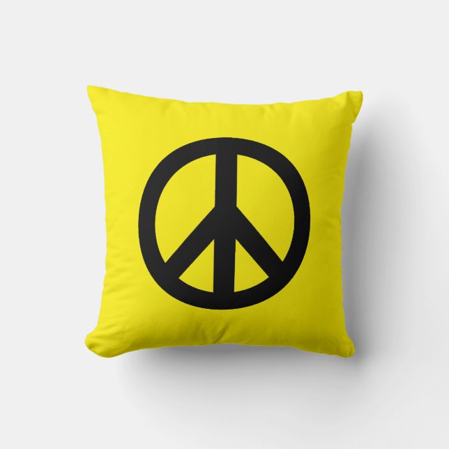 Peace Sign Symbol Yellow Kissen (Vorderseite)
