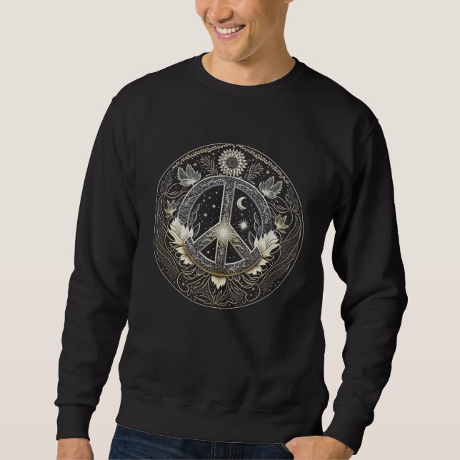 Peace Sign Tarot Card Goth Emo Occult Astrology Wo Sweatshirt (Vorderseite)
