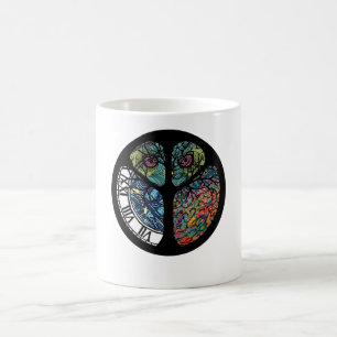 Peace Sign Tree Owl farbenfrohe Gestaltung Kaffeetasse