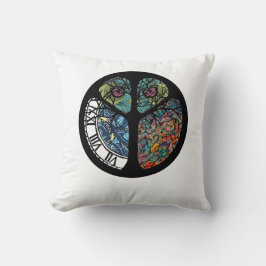 Peace Sign Tree Owl farbenfrohe Gestaltung Kissen