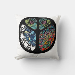 Peace Sign Tree Owl farbenfrohe Gestaltung Kissen