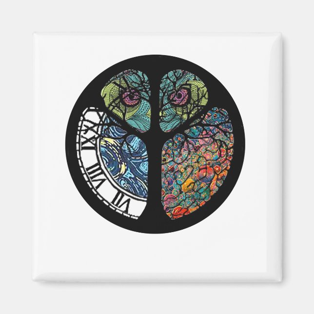 Peace Sign Tree Owl farbenfrohe Gestaltung Magnet (Vorne)