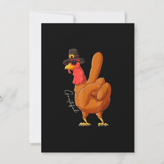 Peace Sign Turkey Grateful Hand Cool Thanksgiving  Einladung (Vorderseite)