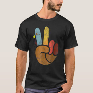 Peace Sign Turkey Hand Cooler Erntedank Hippie Me T-Shirt