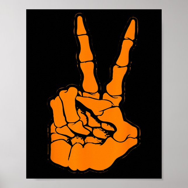 Peace Sign V Fingers Skeleton Cool Graphic Hallowo Poster (Vorne)