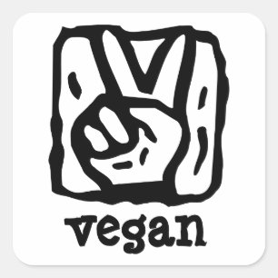 Peace Sign V für Vegan Quadratischer Aufkleber