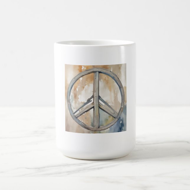 Peace Sign Wassercolor Malerei Kunst Kaffeetasse (Mittel)