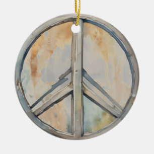 Peace Sign Wassercolor Malerei Kunst Keramik Ornament