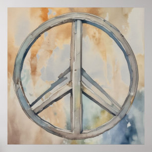 Peace Sign Wassercolor Malerei Kunst Poster