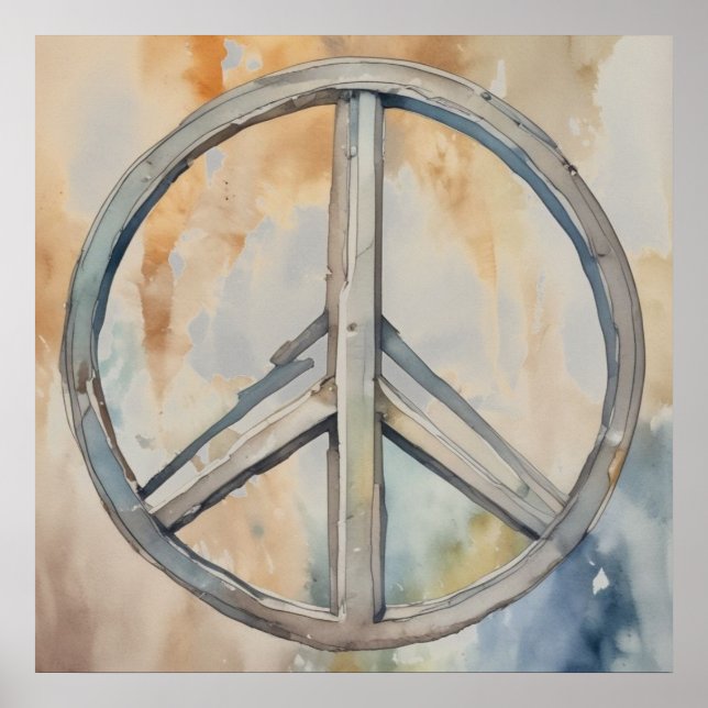 Peace Sign Wassercolor Malerei Kunst Poster (Vorne)