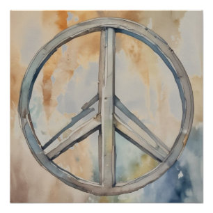 Peace Sign Wassercolor Malerei Kunst Poster