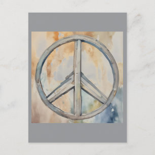 Peace Sign Wassercolor Malerei Kunst Postkarte