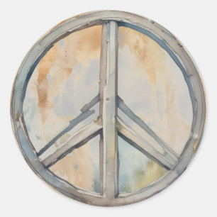 Peace Sign Wassercolor Malerei Kunst Runder Aufkleber