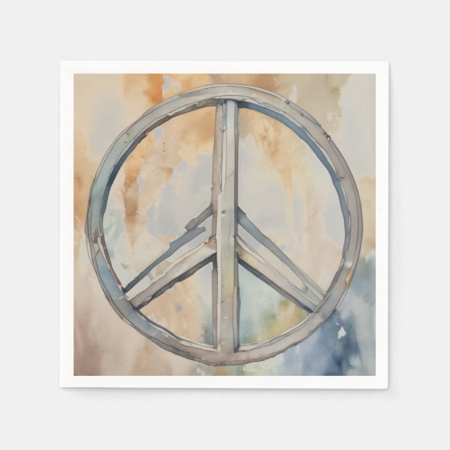 Peace Sign Wassercolor Malerei Kunst Serviette (Vorderseite)
