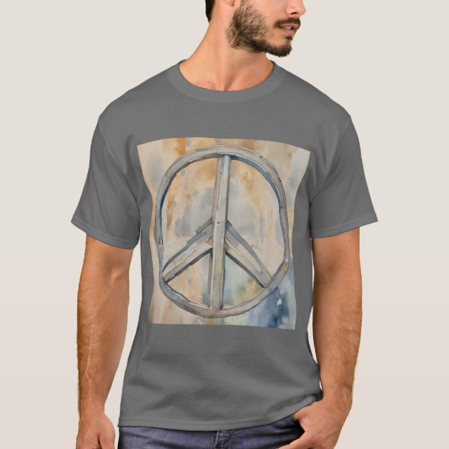 Peace Sign Wassercolor Malerei Kunst T-Shirt (Vorderseite)