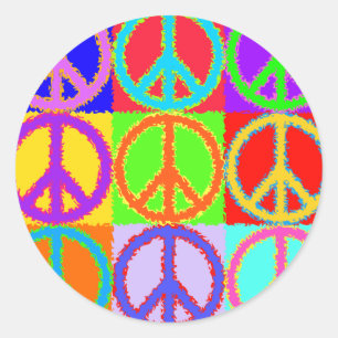 Peace Sign Wavy Design Runder Aufkleber