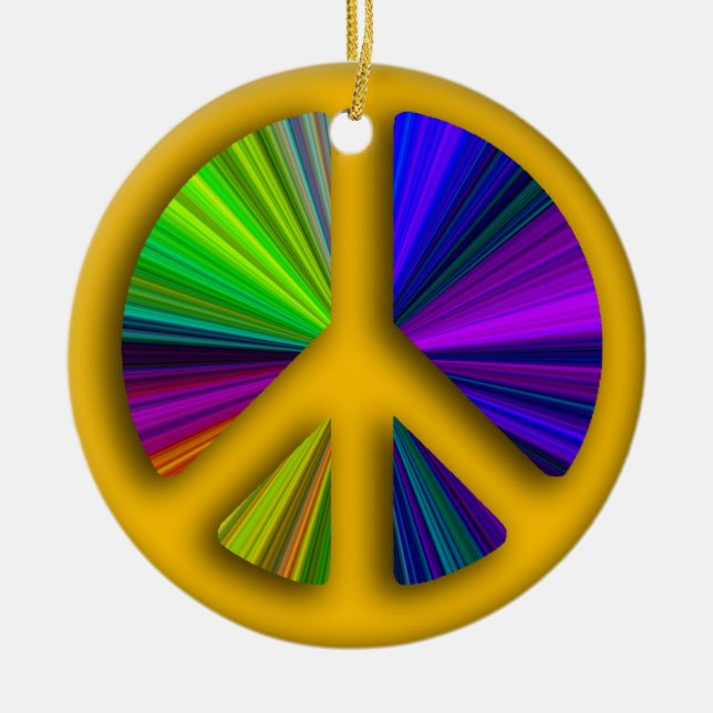 Peace Sign Weihnachten Keramik Ornament (Vorne)
