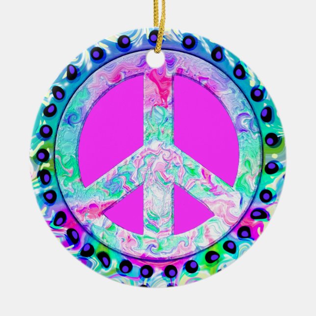 Peace Sign Weihnachten Keramik Ornament (Vorne)