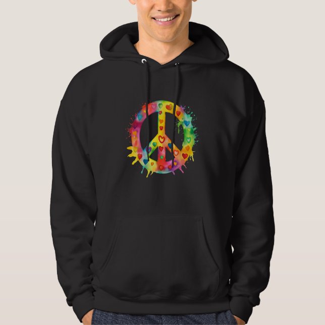 Peace Sign World Love Flowers Hippie Groovy Vibes  Hoodie (Vorderseite)
