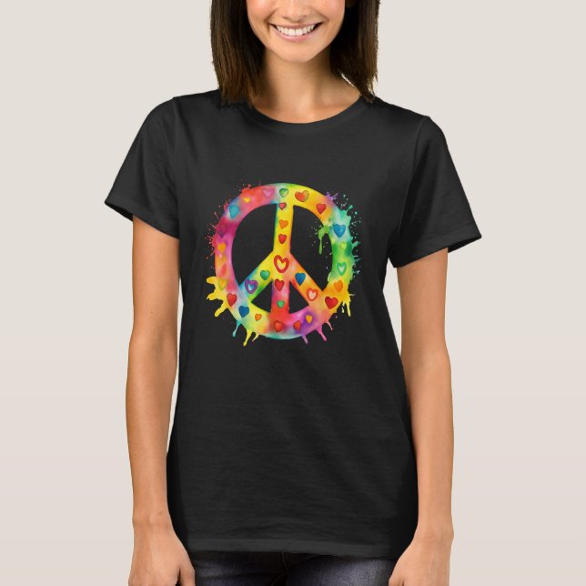Peace Sign World Love Flowers Hippie Groovy Vibes  T-Shirt (Vorderseite)