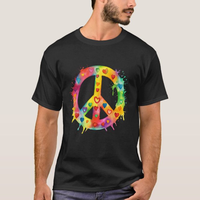 Peace Sign World Love Flowers Hippie Groovy Vibes  T-Shirt (Vorderseite)