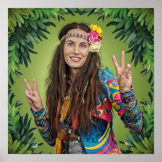 Peace Signs Long Hair Woman Poster (Vorne)