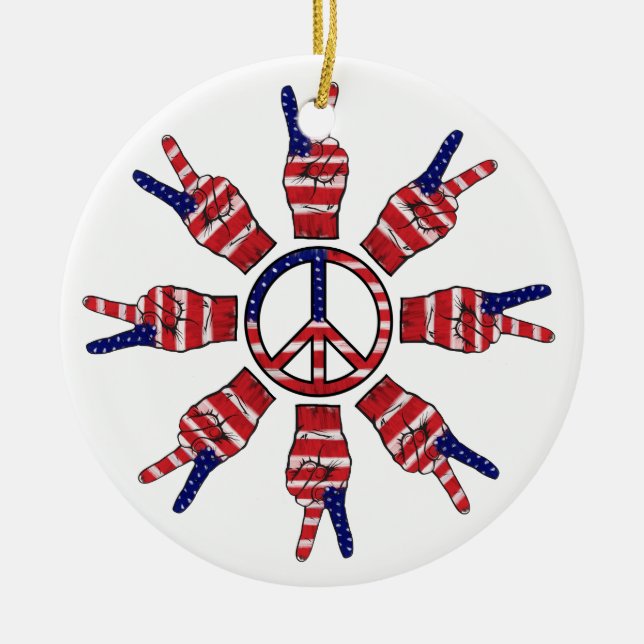 Peace Signs Snowflake Keramik Ornament (Vorne)
