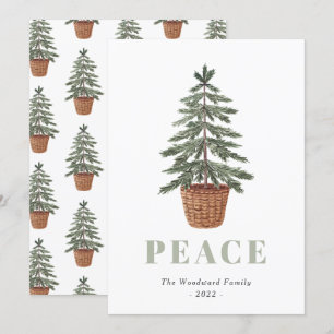 Peace Simple Christmas Evergreen Tree Feiertagskarte