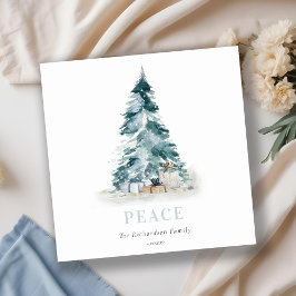Peace Snow Watercolor Pine Weihnachtsbaum Geschenk Feiertagskarte